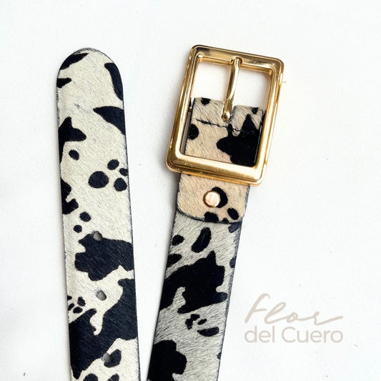 CINTURON ANIMAL PRINT VACA BLANCA 3.5CM