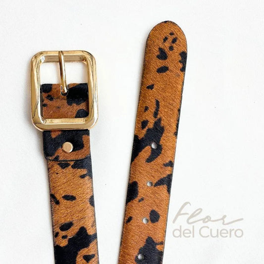 CINTURÓN ANIMAL PRINT VACA MIEL 3.5CM