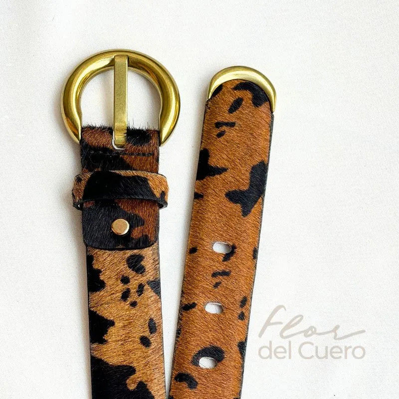 CINTURÓN ANIMAL PRINT VACA MIEL 3.5CM