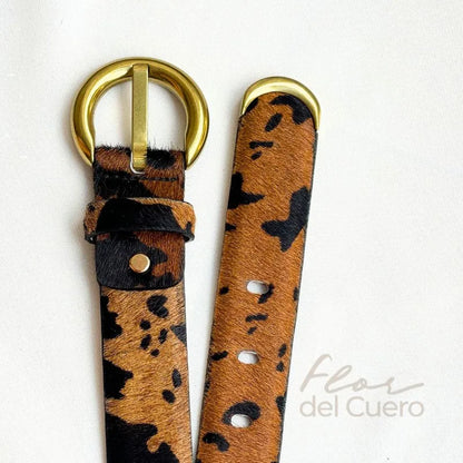 CINTURÓN ANIMAL PRINT VACA MIEL 3.5CM