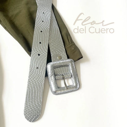 CINTURÓN JULIANA PLUS SIZE PLATEADO 3.5CM