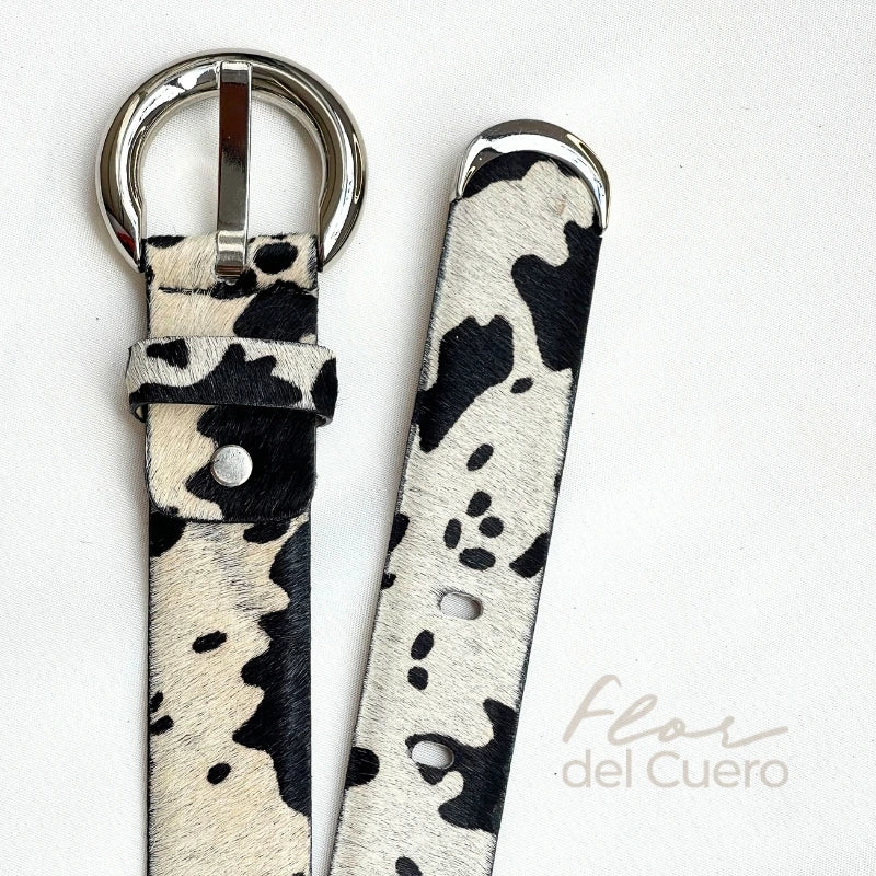 CINTURON ANIMAL PRINT VACA BLANCA 3.5CM