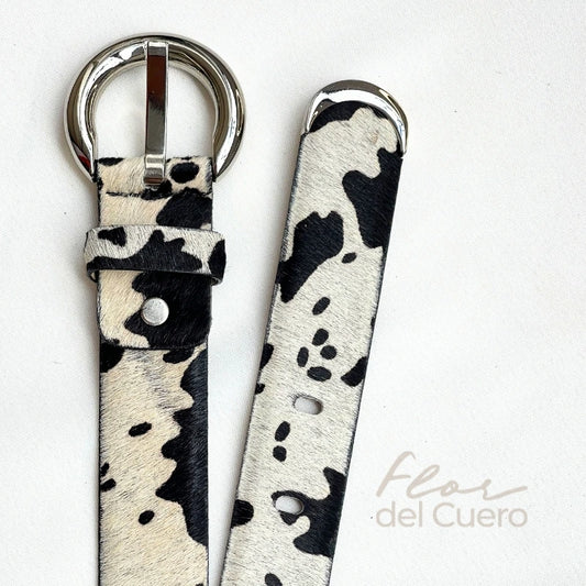 CINTURON ANIMAL PRINT VACA BLANCA 3.5CM