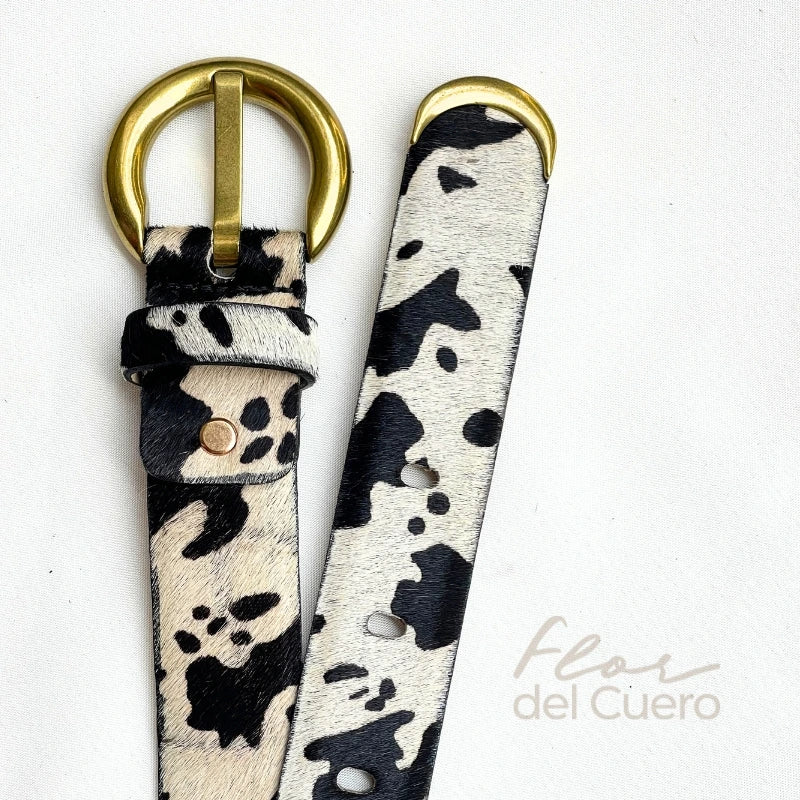 CINTURON ANIMAL PRINT VACA BLANCA 3.5CM