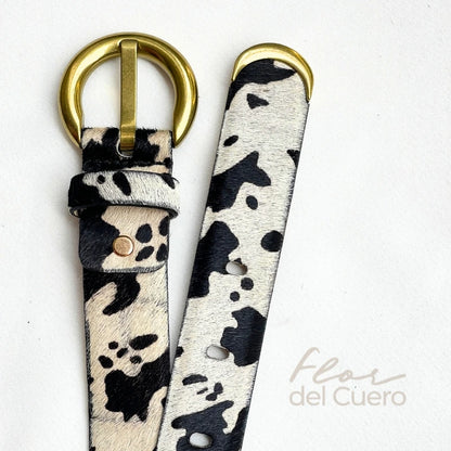 CINTURON ANIMAL PRINT VACA BLANCA 3.5CM