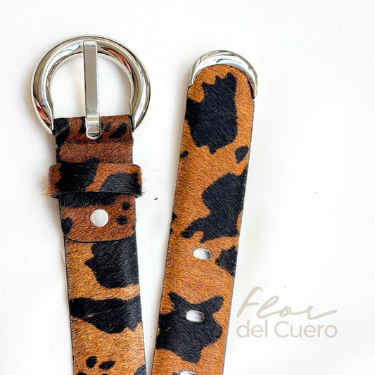 CINTURÓN ANIMAL PRINT VACA MIEL 3.5CM